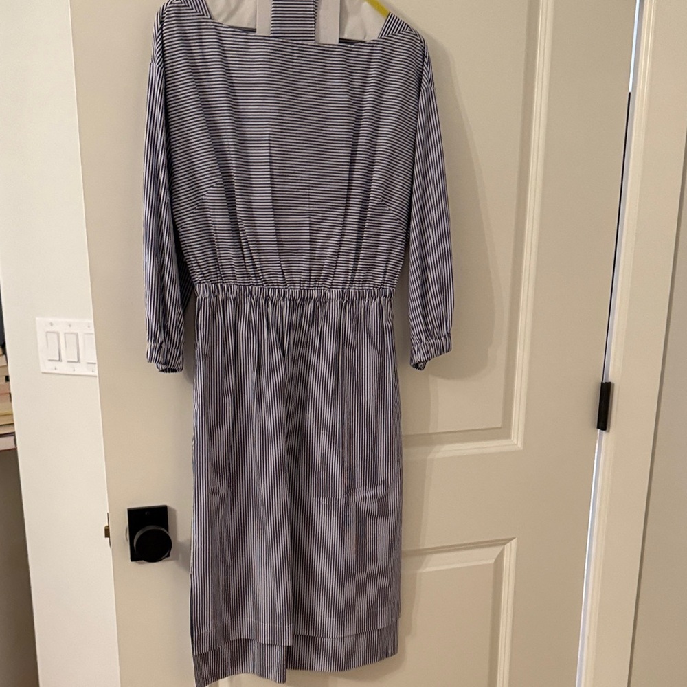 J crew Elegant Striped Blue and White Dress
